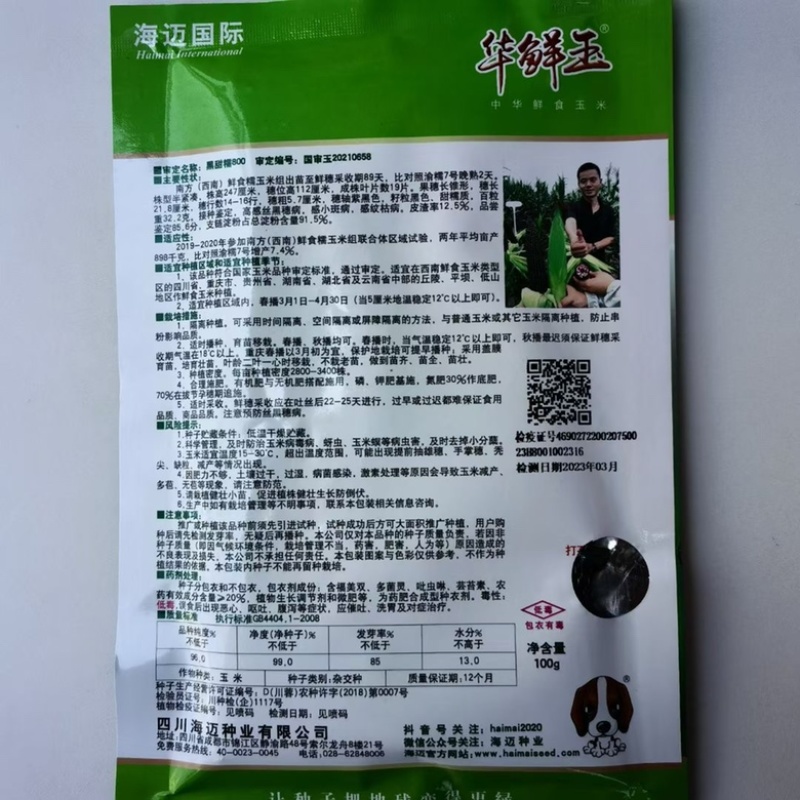 海迈黑甜糯800黑糯玉米种子品种，审定品种甜糯