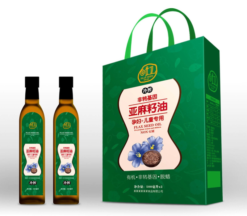 专业生产山茶油亚麻油核桃油礼盒标签定制