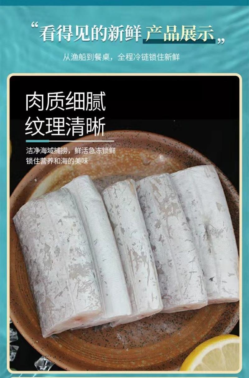 舟山带鱼段特大新鲜东海带鱼段小眼带鱼无冰整箱批发