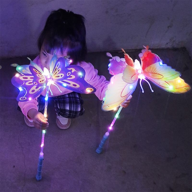 新款发光蝴蝶led灯手持魔法棒儿童玩具地推夜市礼品闪光