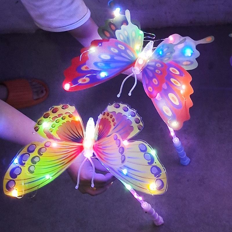 新款发光蝴蝶led灯手持魔法棒儿童玩具地推夜市礼品闪光
