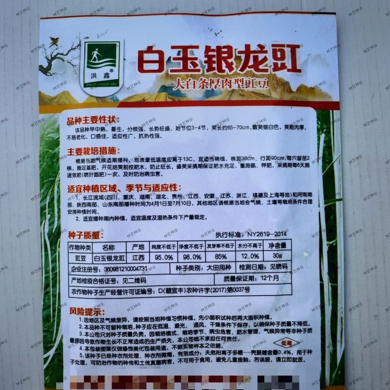 白玉银龙豇白豇豆种子嫩白皮长豆角种子籽春秋耐热大田架豆蔬