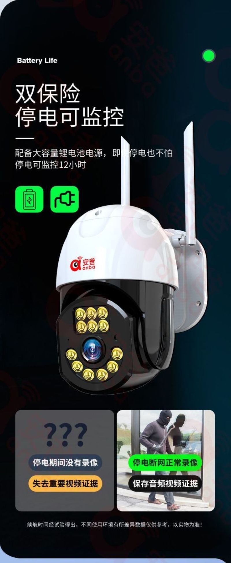 安爸超高清4G摄像头无网远程连手机36O度旋转全景监控器
