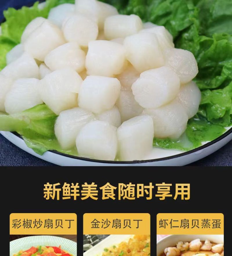 新鲜速冻新鲜扇贝柱冷冻元贝柱瑶柱扇贝丁海鲜批发零售