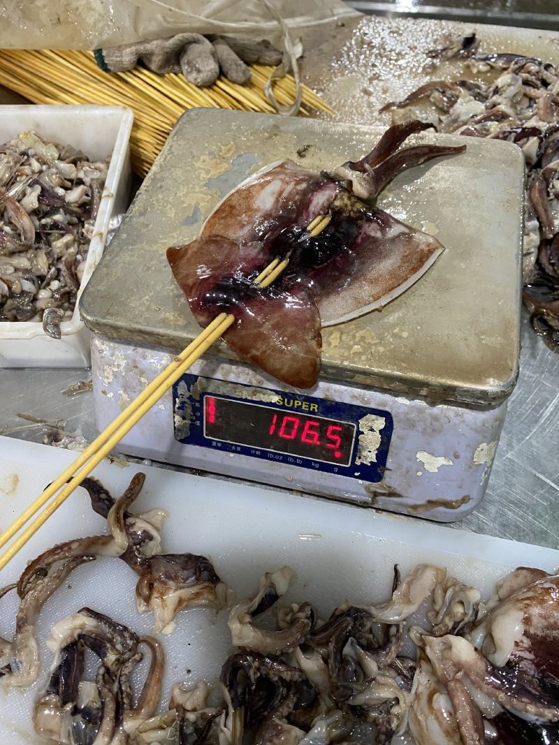 山东威海专业鱿鱼串厂家，鱿鱼串膘厚，缩水率极低。规格全