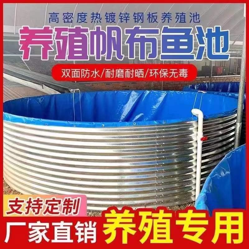 大型镀锌板帆布鱼池高密度养殖池加厚防水刀刮布蓄水池养鱼池