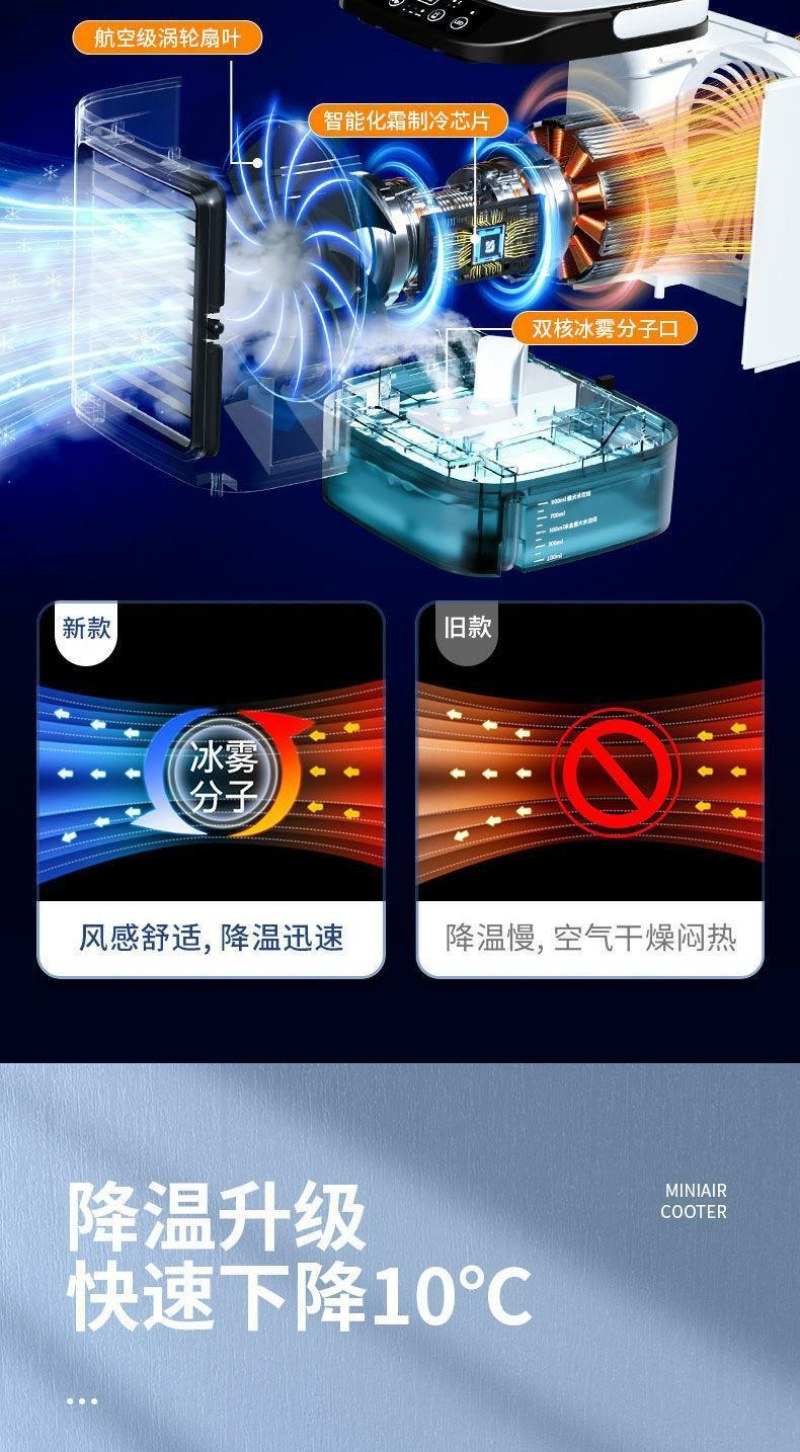 冷风机智能省电迷你空调速冷办公室车载静音两用小型快速冷风