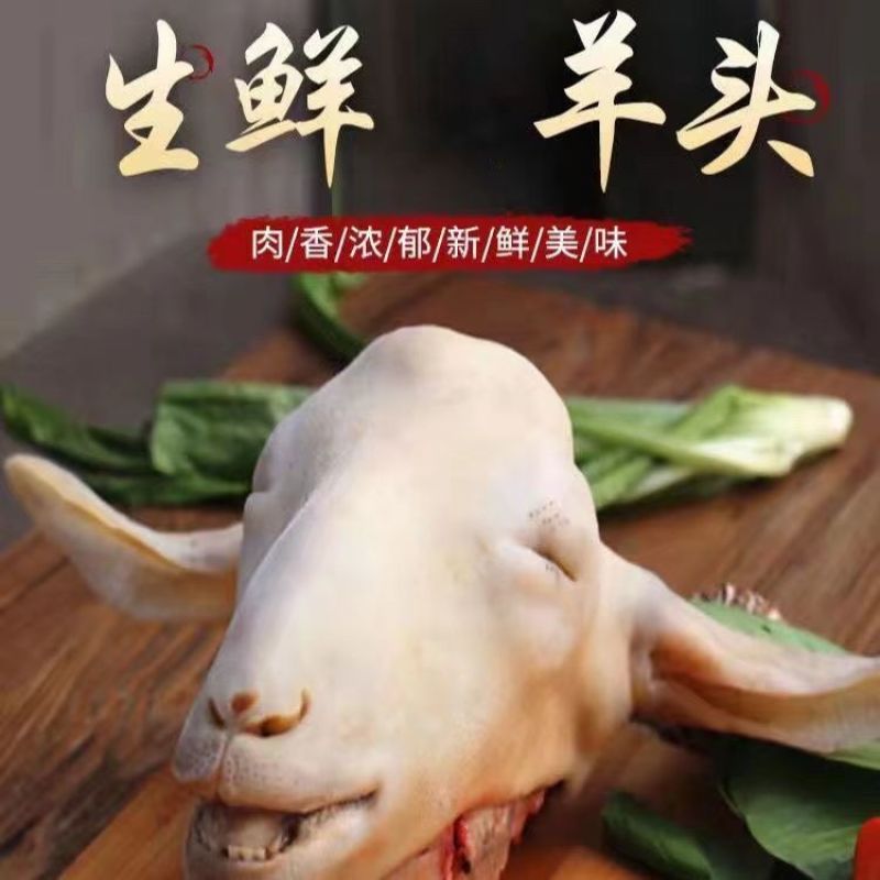清真新鲜羊头整只头羊带皮冷冻新鲜生羊头整个带皮羊头生鲜羊