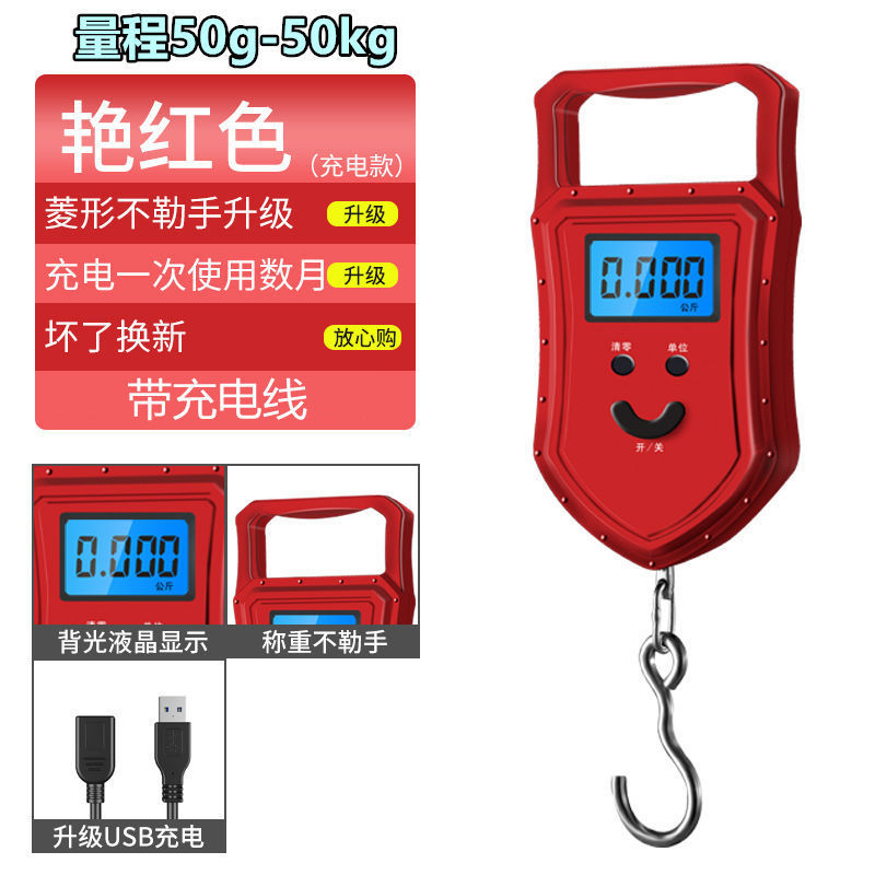 防骗利器手提秤电子秤迷你称重厨房50kg便携式快递吊钩称