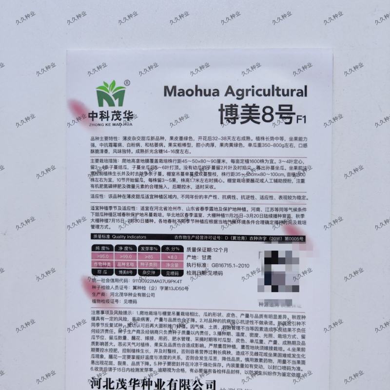 中科茂华博美8号甜瓜种子黑皮绿肉橘瓤超甜高糖酥脆爽口