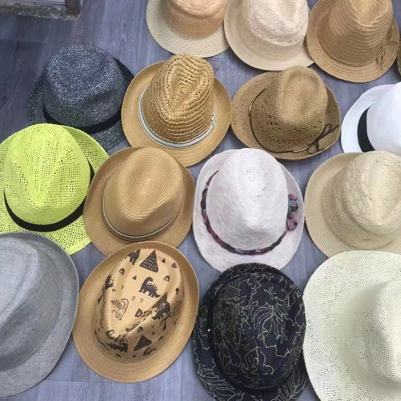 夏季凉帽地摊景点热卖庶阳防晒太阳檐波浪草帽男女儿童帽