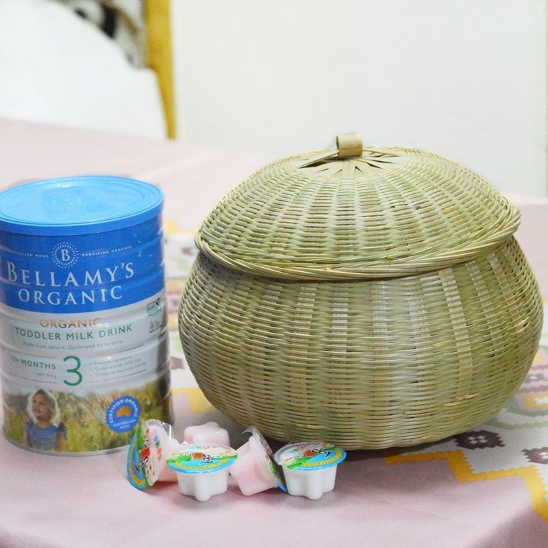 竹编茶叶罐手工编织竹篮有盖子小竹篓茶罐带盖装鸡蛋竹篮子