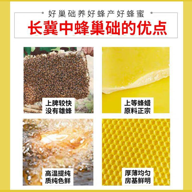 长冀巢础中蜂巢础蜜蜂巢础深房蜂蜡养蜂工具巢脾30