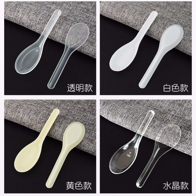 一次性勺子塑料汤勺外卖快餐饭勺商用透明加厚甜品勺调羹汤匙