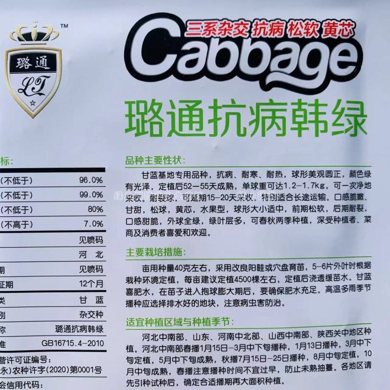 三系杂交抗病韩绿甘蓝种子水果型松软黄芯甘兰种子甘甜耐裂球