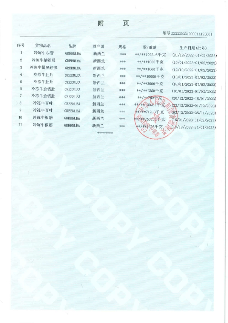 新西兰纯干牛百叶牛肚牛板筋毛肚