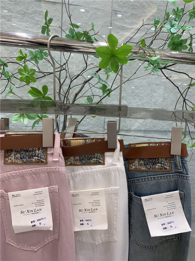 阔腿简约百搭休闲牛仔裤(配腰带)