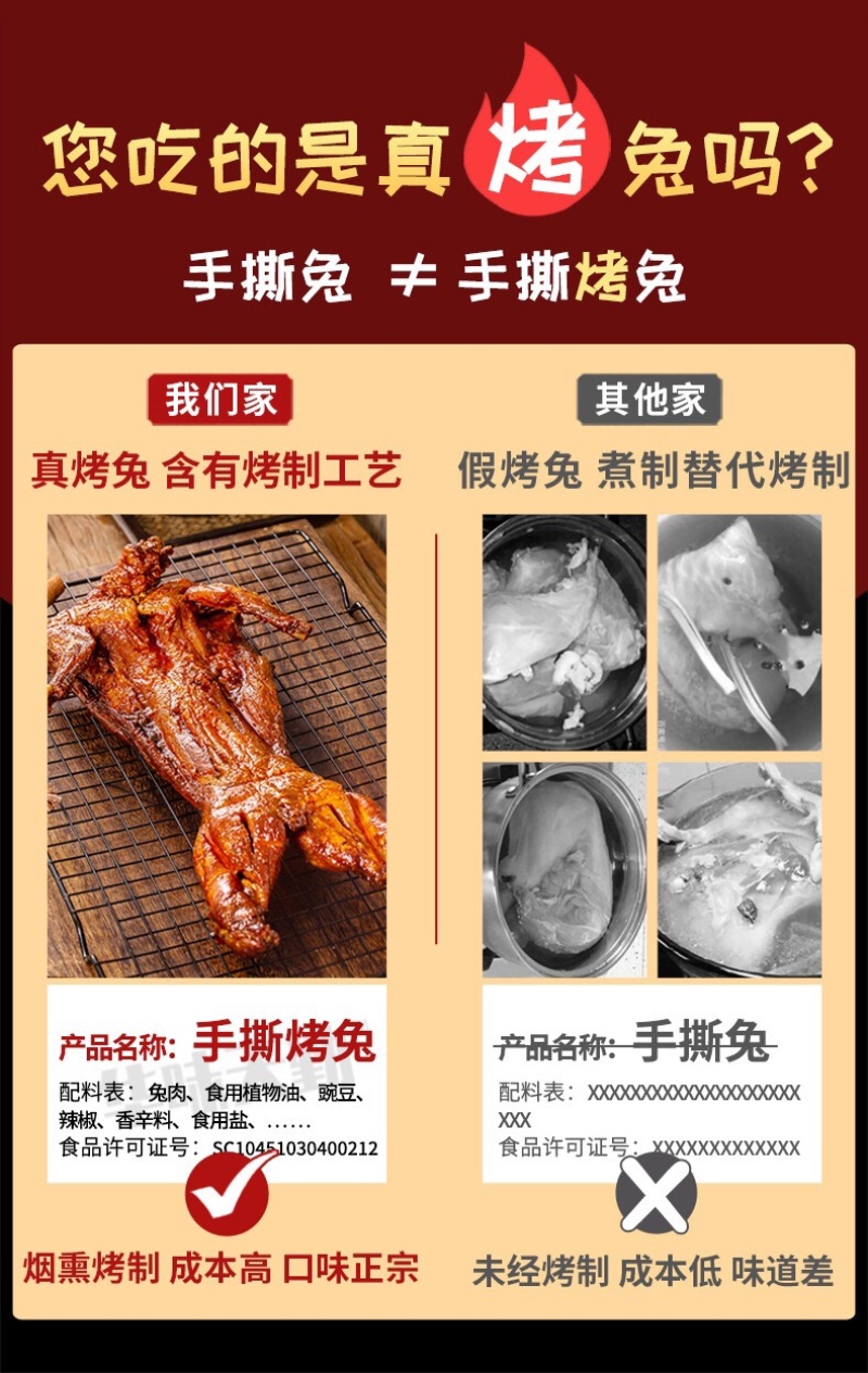 手撕烤兔肉800g整只批发