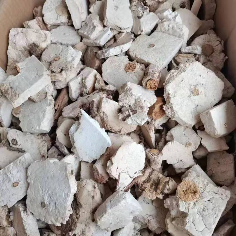 云南带皮茯神片松树根穿过茯苓带皮生切晒干茯苓神