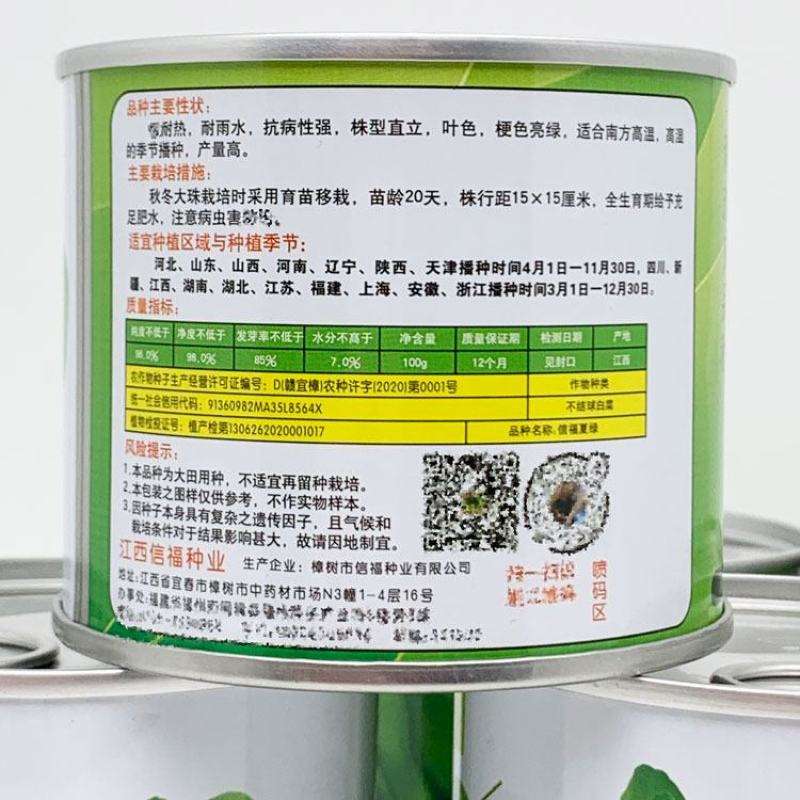 信福夏绿青梗菜青菜种子耐热耐湿油亮不拔节上海青种100克