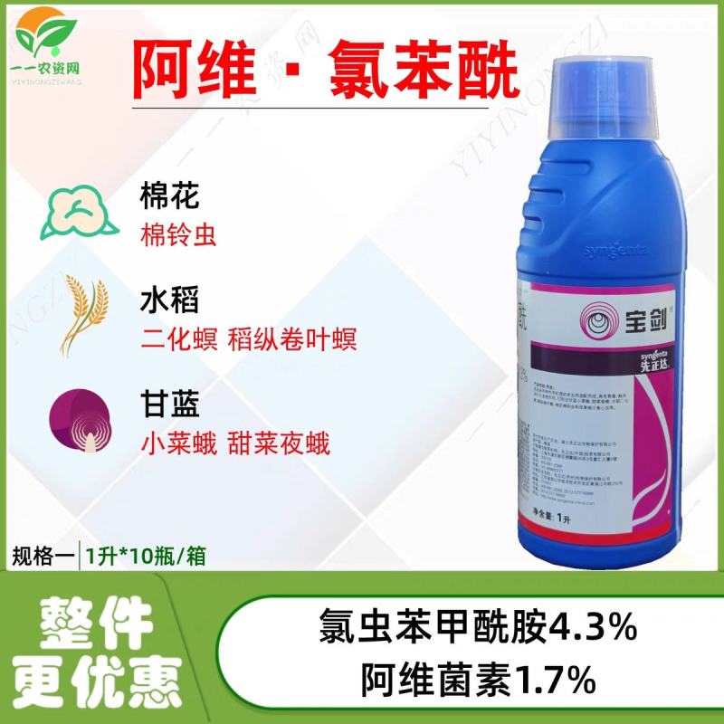 宝剑先正达阿维菌素氯虫苯甲果树甘蓝水稻菜蛾食心虫