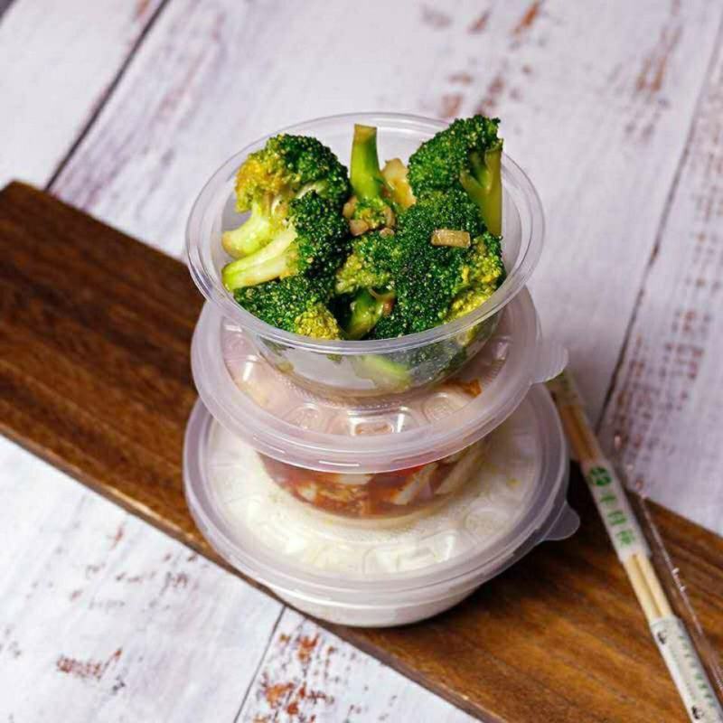 圆形一次性碗塑料饭盒带盖家用酒席外卖汤碗冰粉凉皮打包餐盒