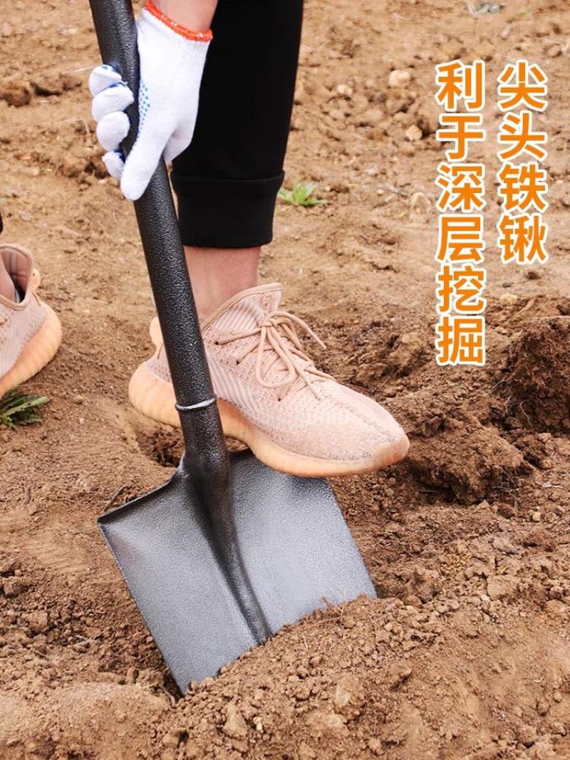 锰钢铁锹大铁锨家种菜神器农用工具全钢一体户外铲子车载铲赶
