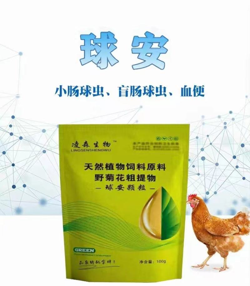 鸡预混料，球安颗粒，球虫克星，中药无抗产品4小时控制血便
