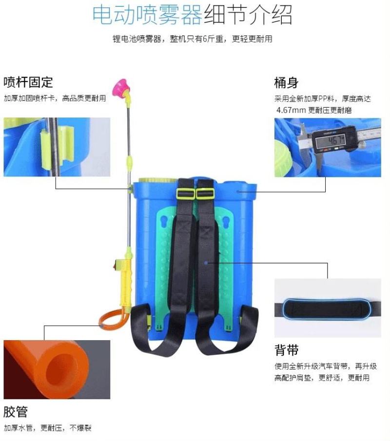 电动喷雾器农用锂电池充电打药机背负式高压消毒农药喷壶新式