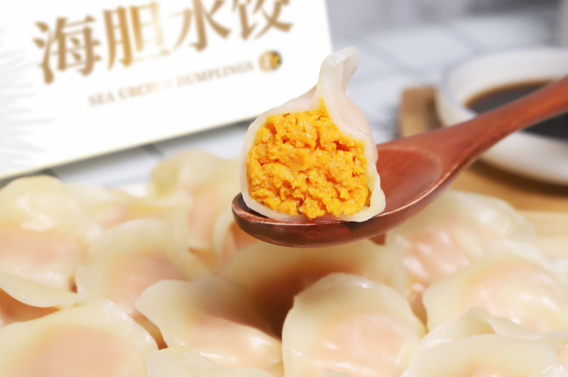 海胆水饺，海肠水饺，大连特色，工厂产品。欢迎来电