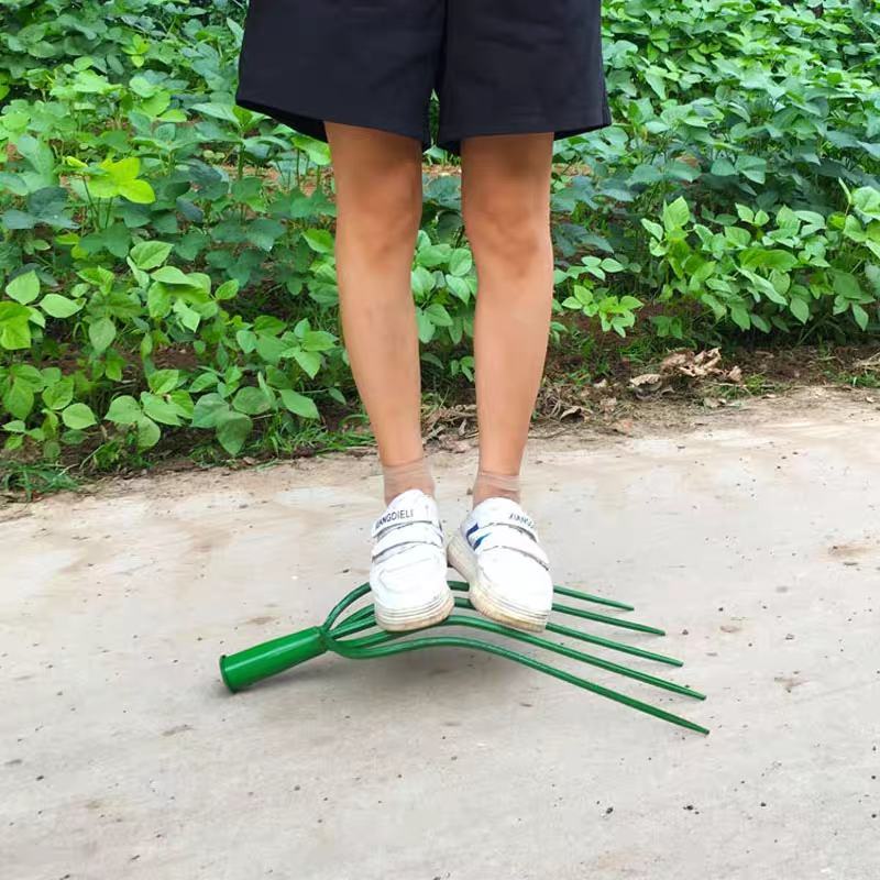 全钢实心草叉子四齿五齿粪叉加大号钢叉农用开荒叉子加粗铁齿