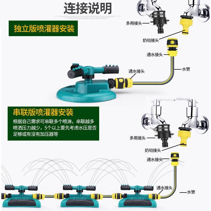 喷灌洒水喷头浇花浇菜自动浇水神器360度旋转家用灌溉喷水