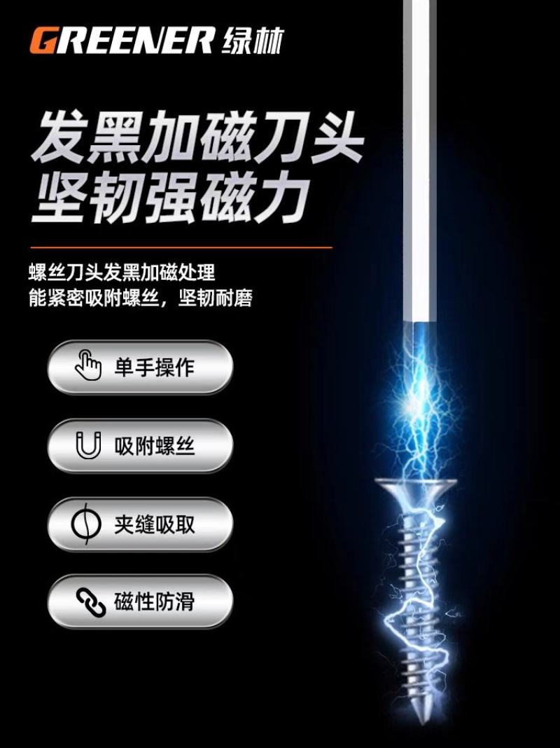 绿林一字批穿心敲击螺丝刀十字起子超硬超长杆平口改锥梅花德