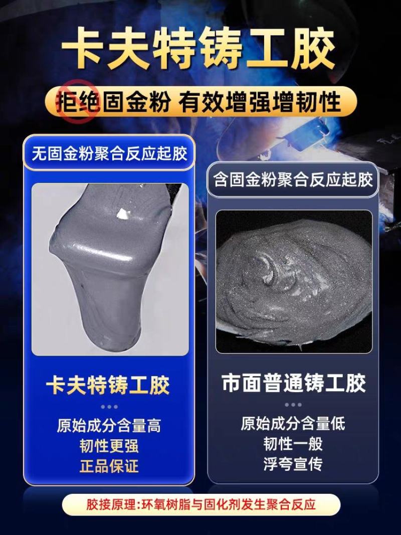 卡夫特铸工胶ab胶水强力电焊胶粘铸铁铝不锈钢金属修补专用