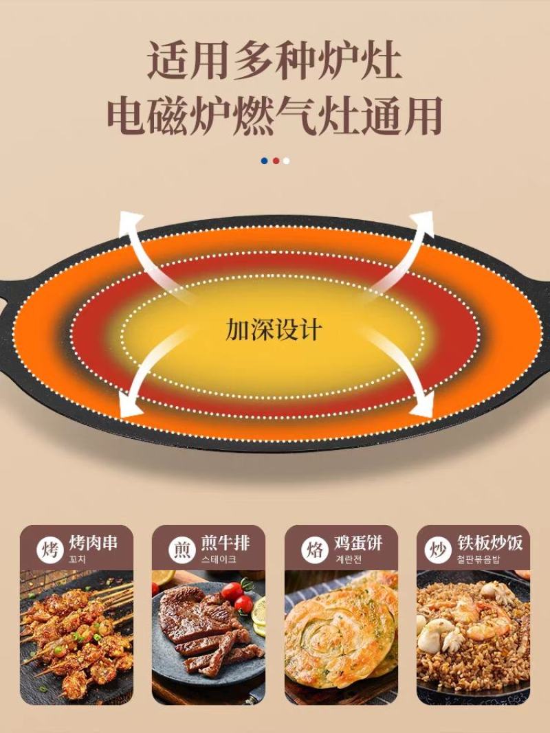 户外麦饭石烤肉盘烧烤盘烤肉锅韩式卡式炉煎烤盘家用铁板烧电