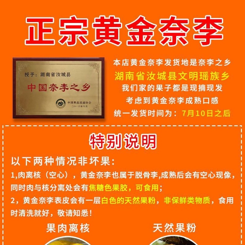湖南汝城文明黄金奈李支持微商电商团购一件代发，档口批发