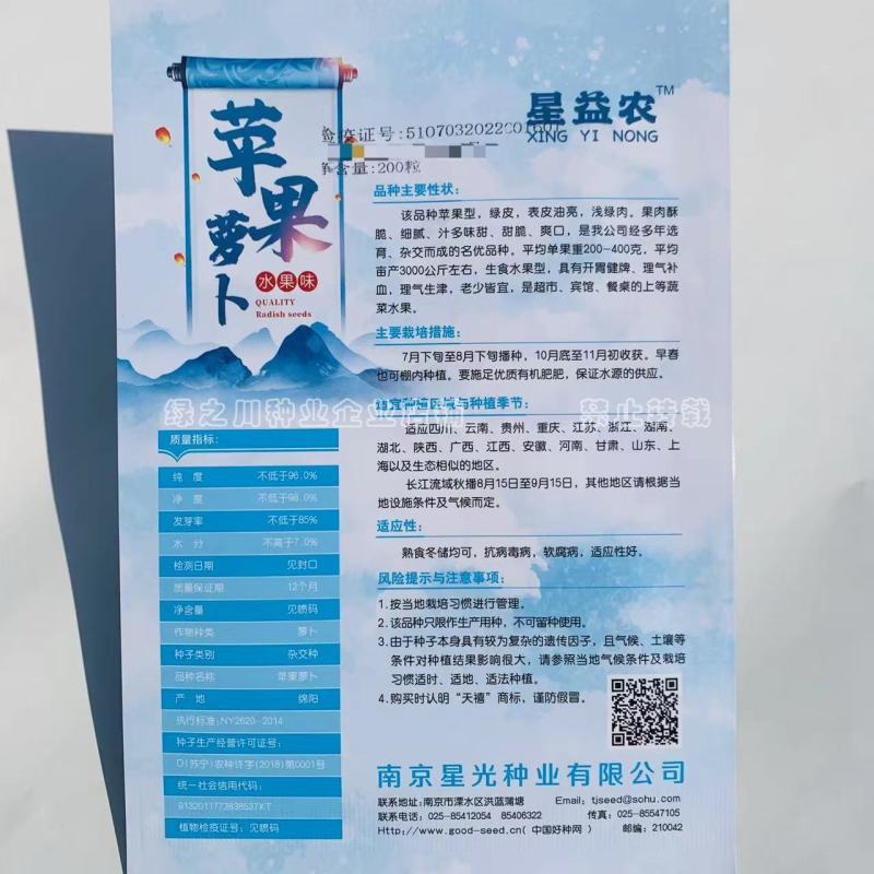 生食水果型萝卜种籽苹果萝卜种子汁多味甜甜脆爽口杂交品种