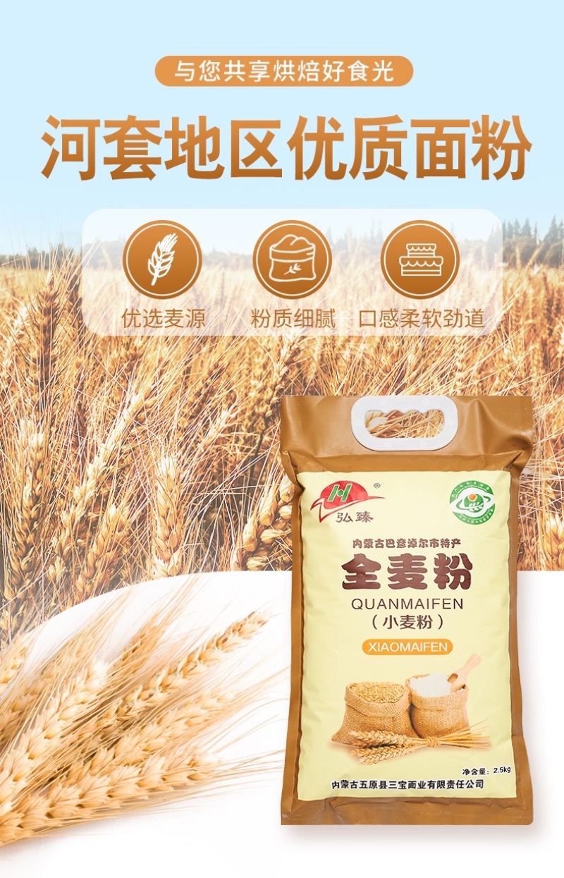 内蒙古全麦粉小麦粉河套地区优质麦源粉质细腻