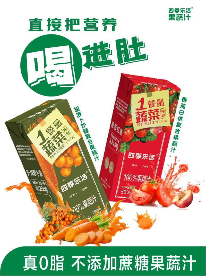健康果蔬汁胡萝卜沙棘汁番茄白桃汁礼盒装12支一手价
