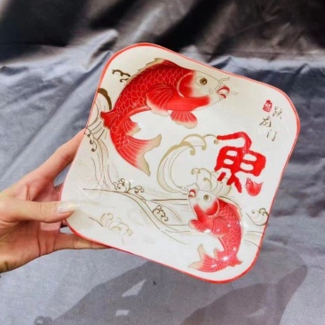8.5寸如意果盘一级幸运梅花鹿，只要3块钱一个，零售
