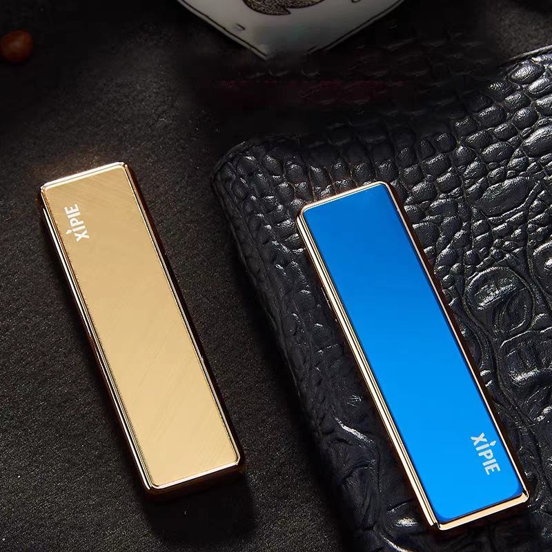 创意USB防风充电打火机超薄滑盖无声电子迷你小巧便携高颜