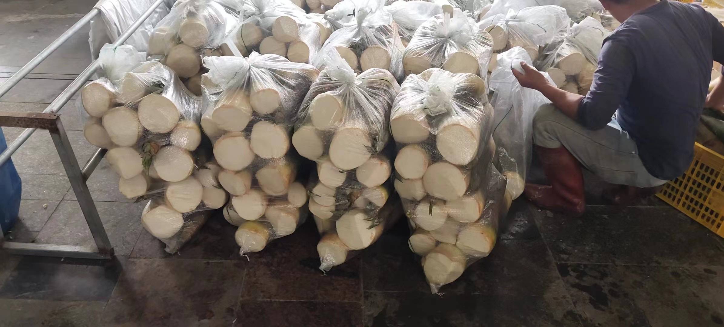 竹笋批发市场的繁忙场景