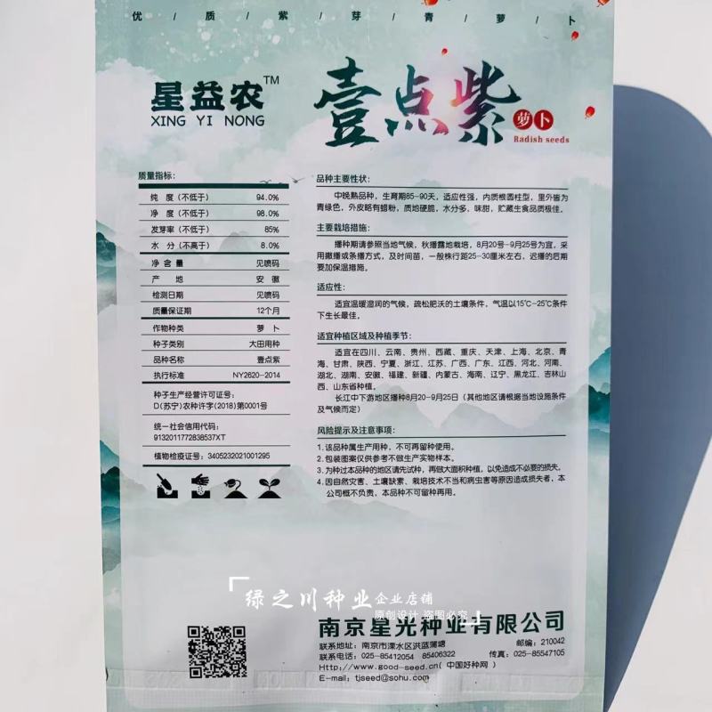 紫芽青萝卜种子壹点紫水果萝卜种子里外青萝卜种籽味甜水分多