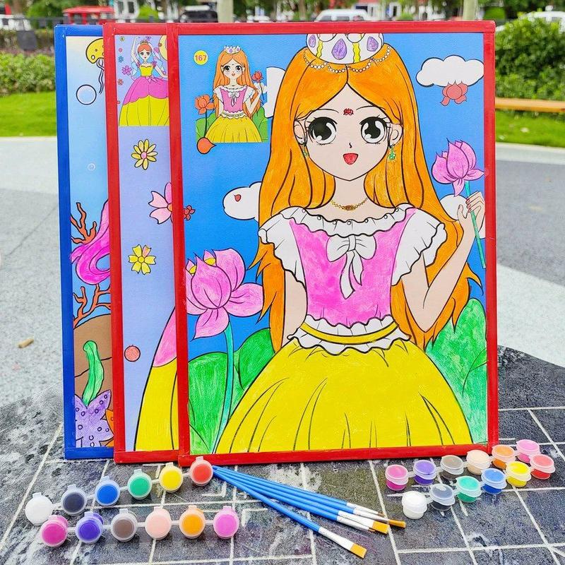 大号儿童diy手工颜料涂色彩底泡沫板水彩涂鸦画画公园广场