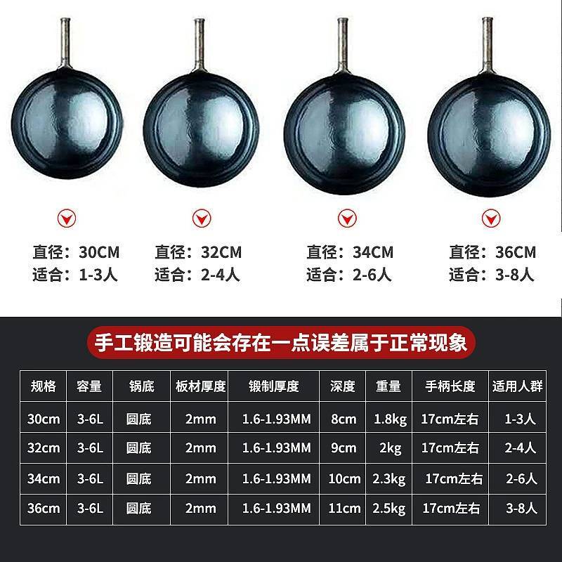 章丘铁锅老式炒锅不粘锅手打家用炒菜锅无涂层鱼鳞锅手工铁锅