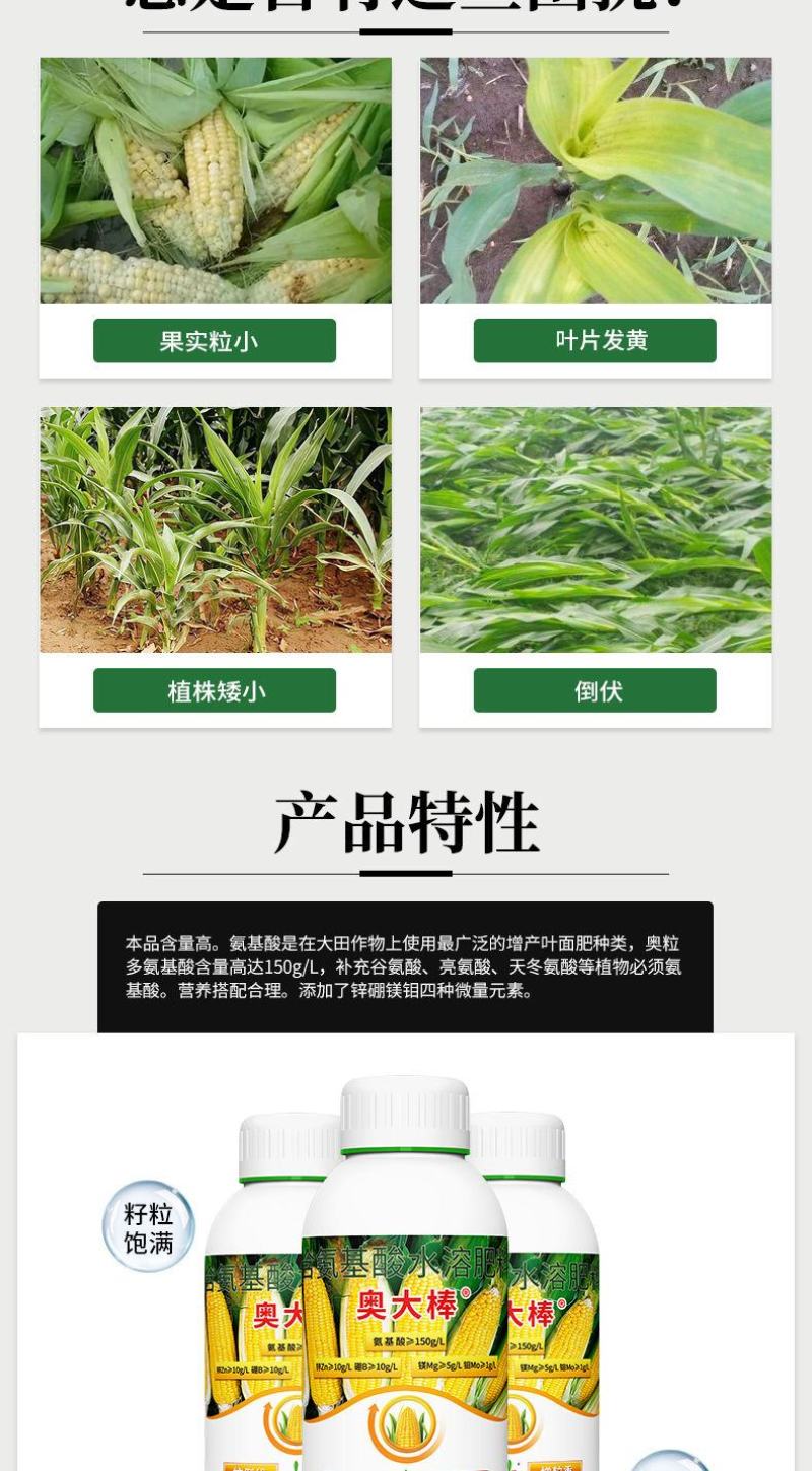 奥丰奥大棒玉米专用增产叶面肥金大棒增产增收高产肥料防秃尖
