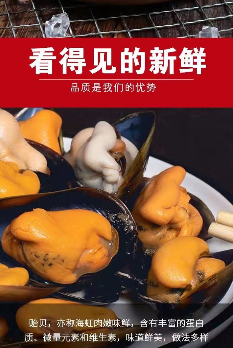 海虹肉鲜活海虹现剥纯肉无壳无沙无冰衣淡菜肉青口贝海鲜