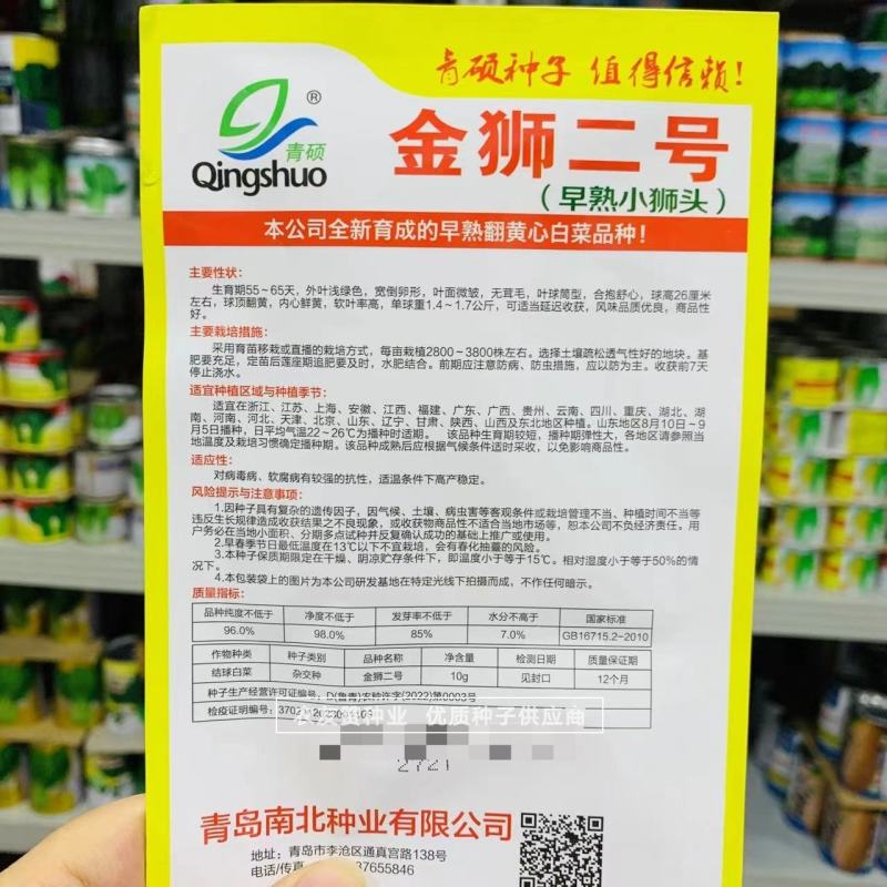 早熟小狮头翻黄心白菜种子优质小狮头白菜种子蔬菜基地专用