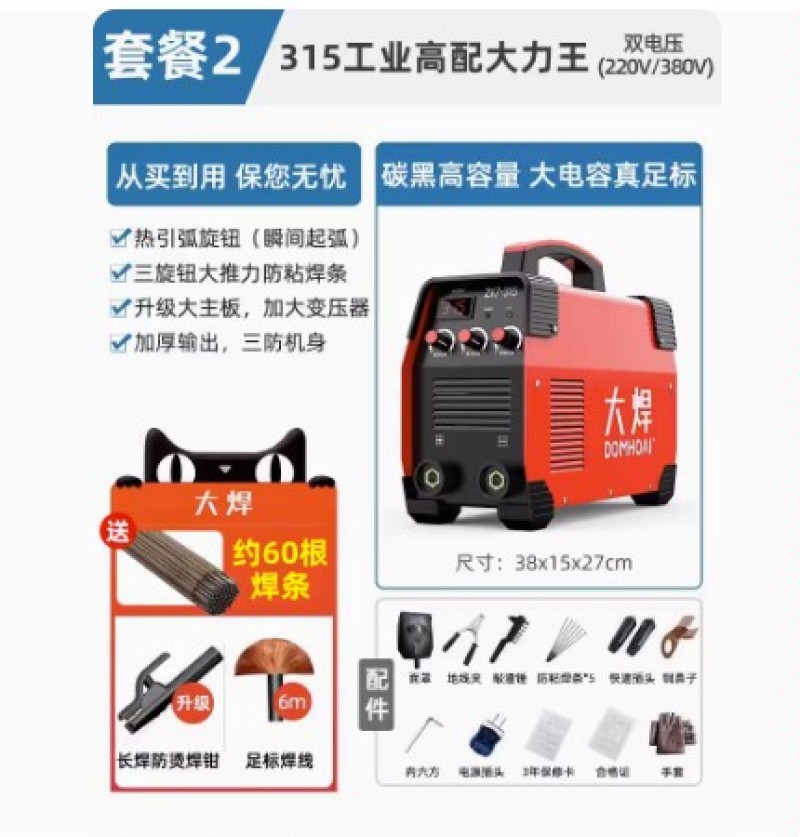 大焊电焊机220v家用小250315两用380v工业级
