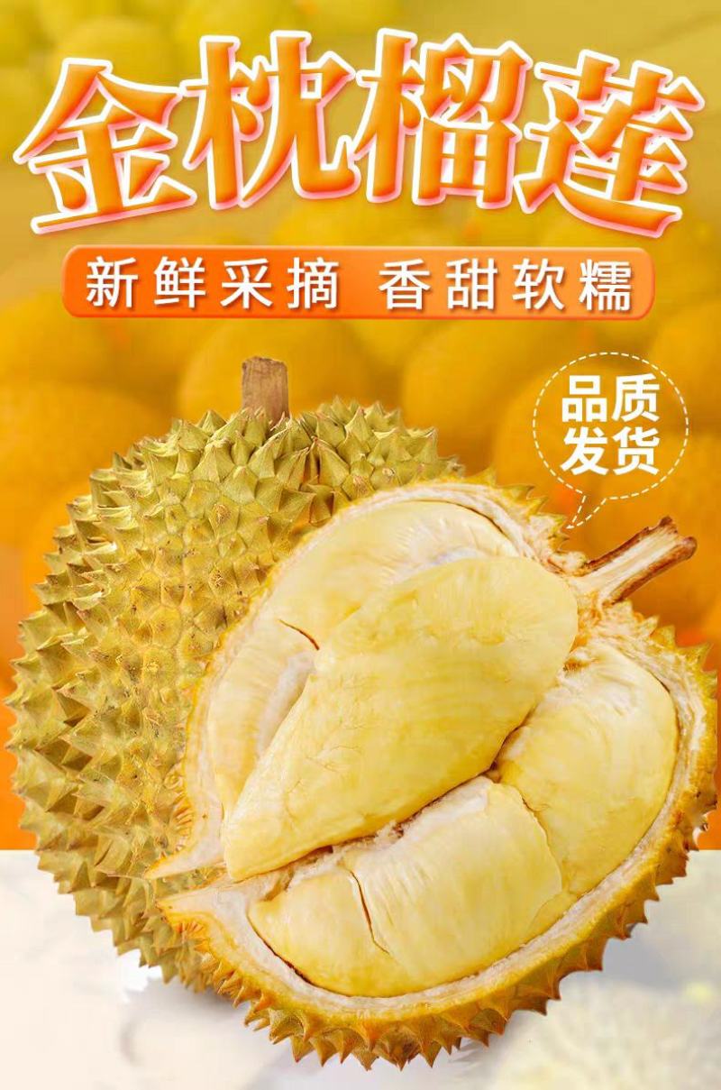 金枕榴莲一件代发包邮对接直播平台团购微商批发整柜